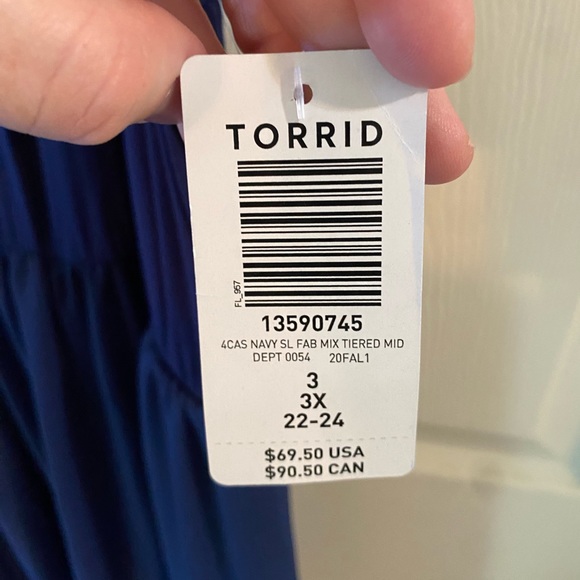 NWT Torrid Midi Super Soft Shirred Dress - Medieval Blue - 3/3X/22-24 - Picture 5 of 9